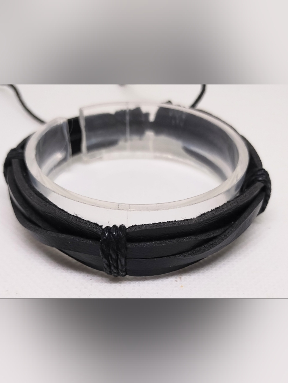 Men's Leather Bracelet Layered Black Jewelry New g9